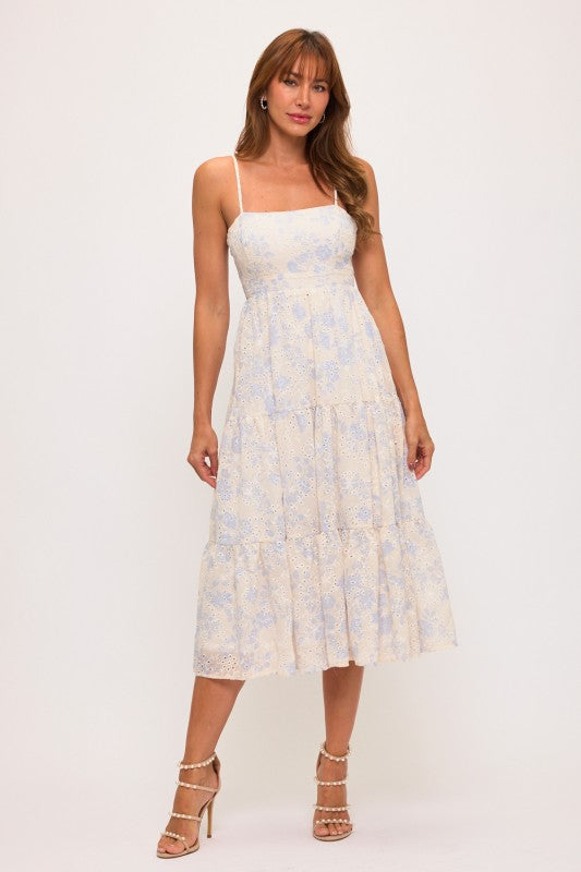 Floral Eyelet Midi Dress