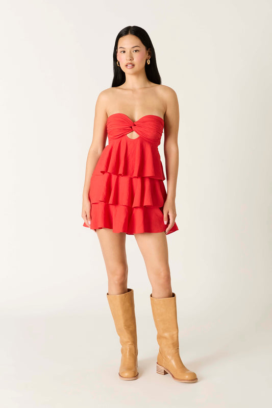 Strapless Ruffles Mini Dress