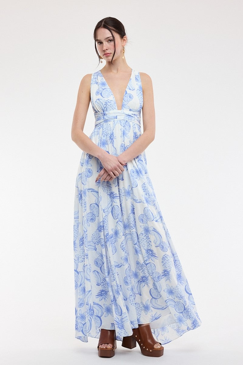 Tropical Fruit Maxi Dress