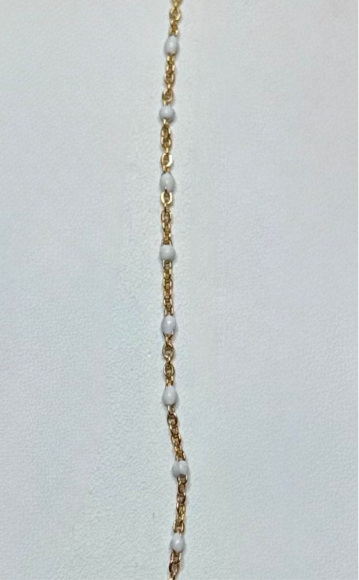 White Ball Chain - Gold Plated