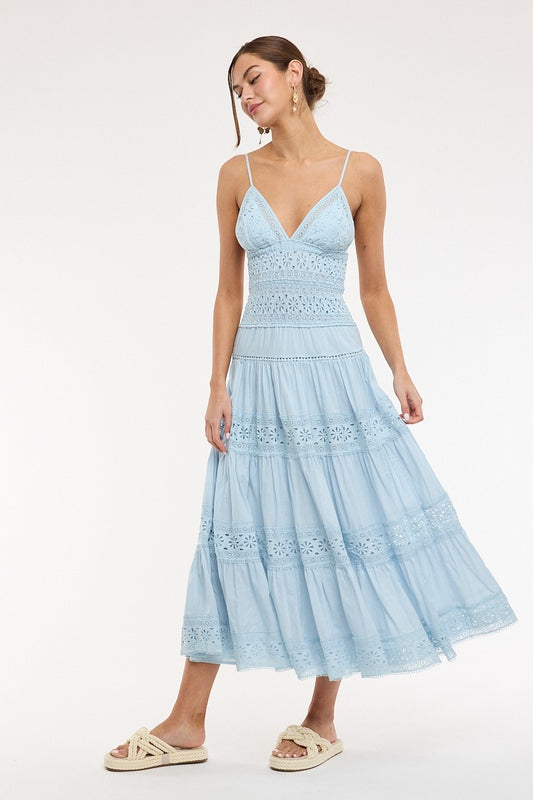 Floral Embossed Solid Midi Dress