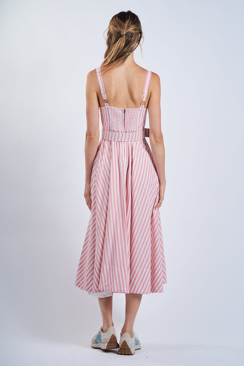 Pink Stripe Belt Dress