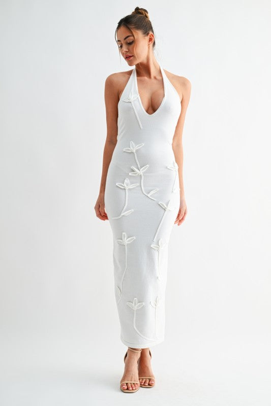 Petal Stitch Halter Knit Dress