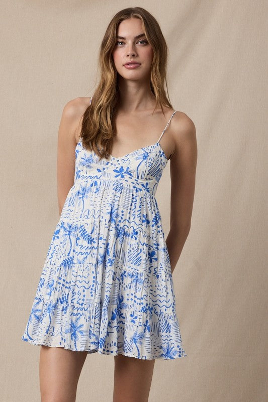 Blue Palm Tree Dress