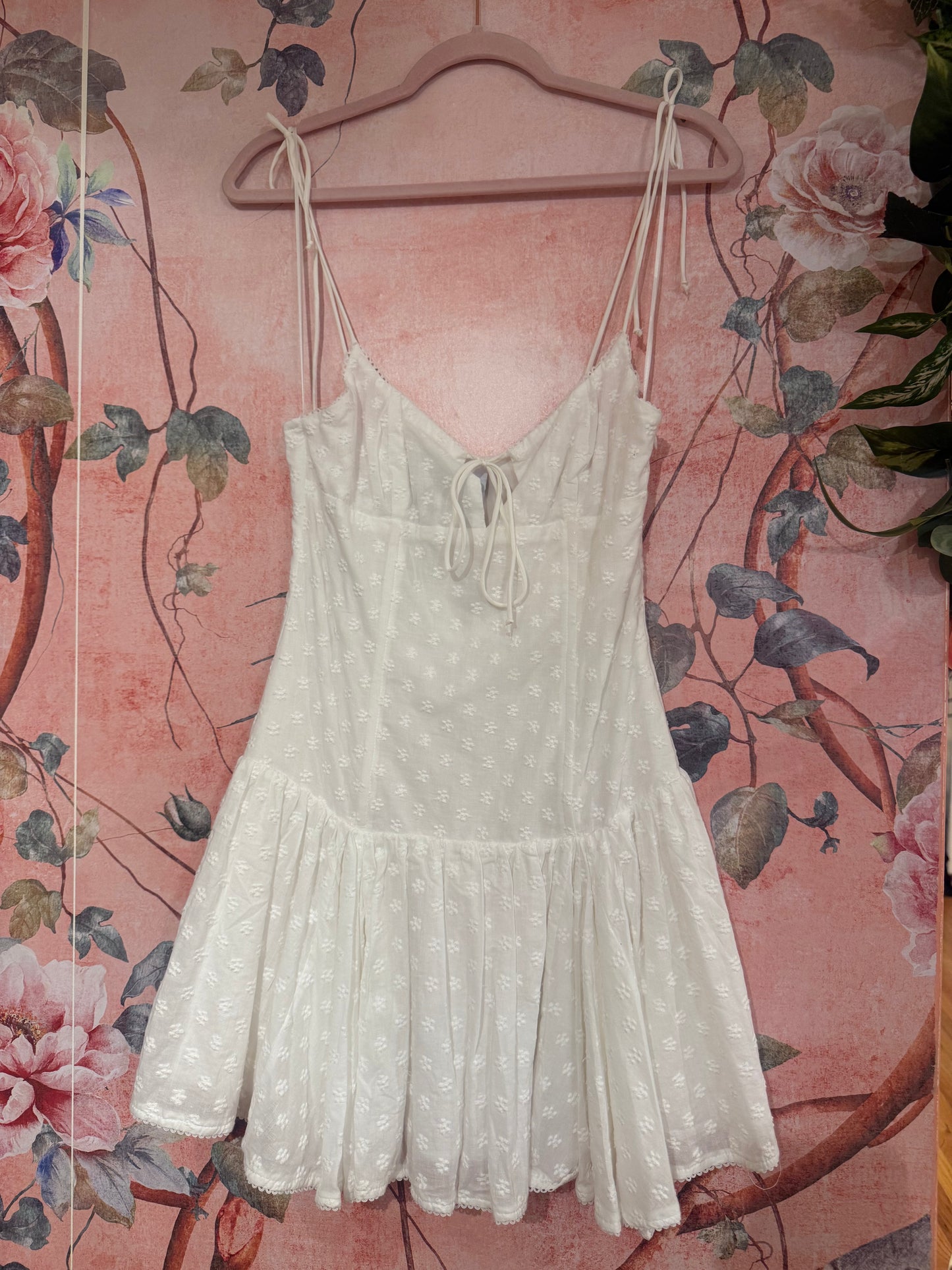 White Floral Square Mini Dress