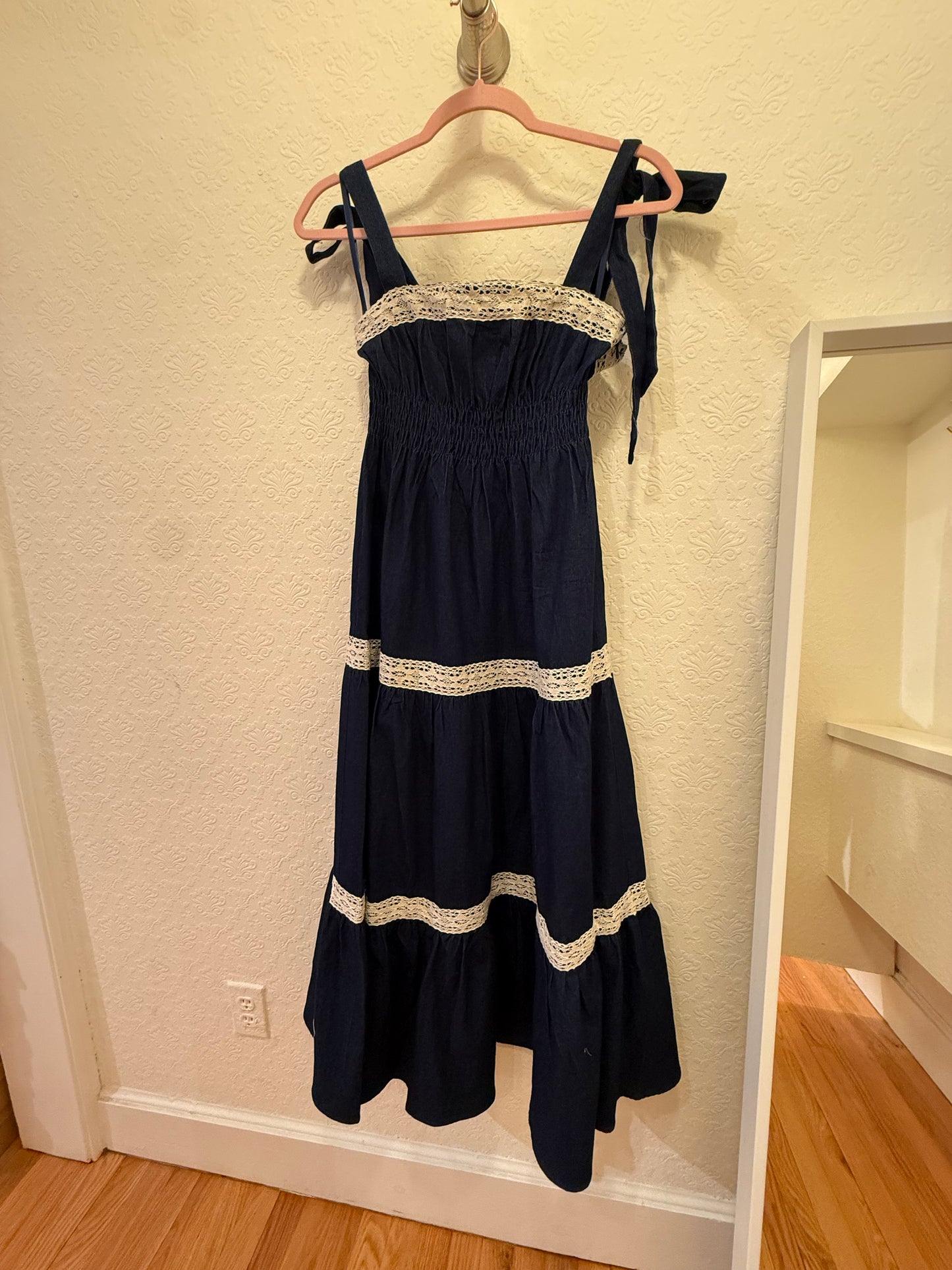Denim Maxi Dress Lace