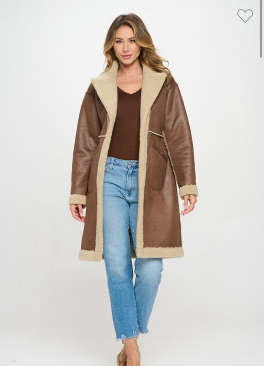 Long Vegan Leather Jacket