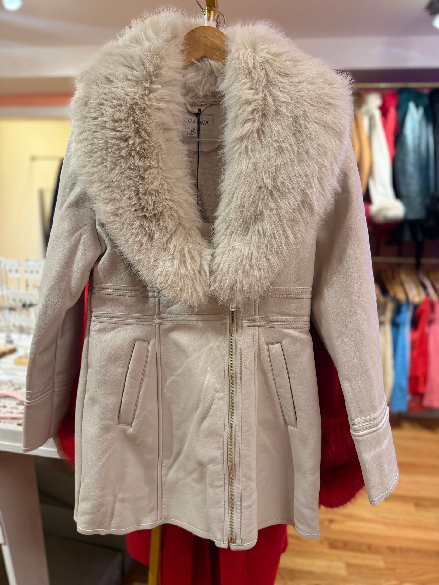 Shearling Vegan Leather Coat