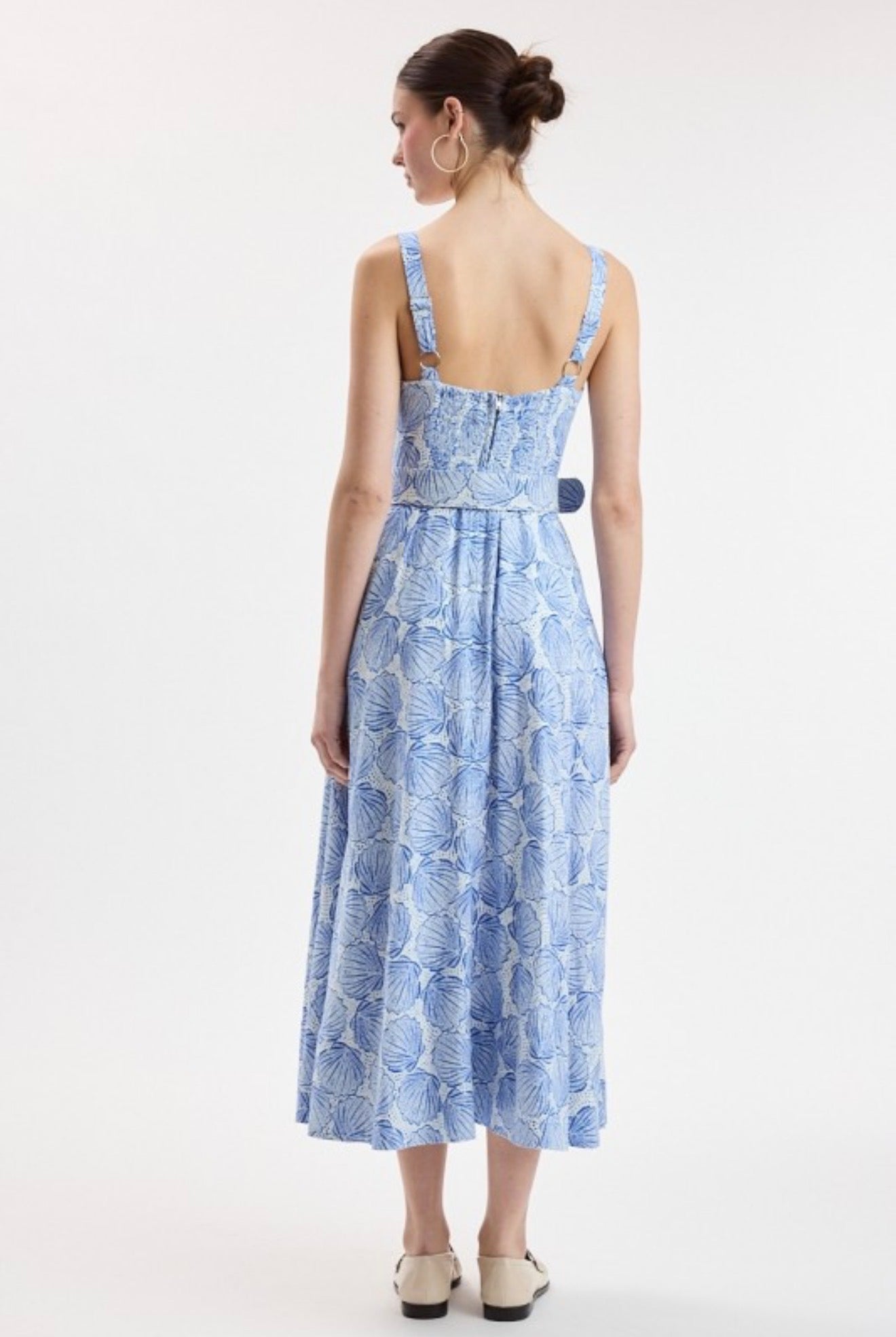 Blue Clam Long Belt Dress
