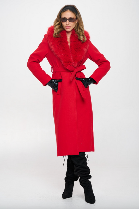 Coat with Removable Faux Fur