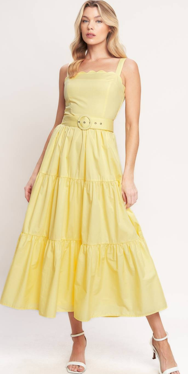 Yellow Belt Long Dress