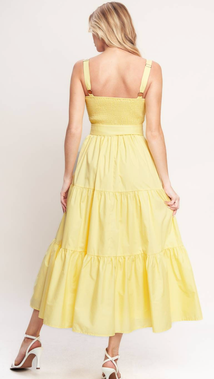 Yellow Belt Long Dress