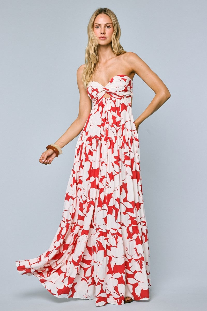 Red-ivory Blossom Dress