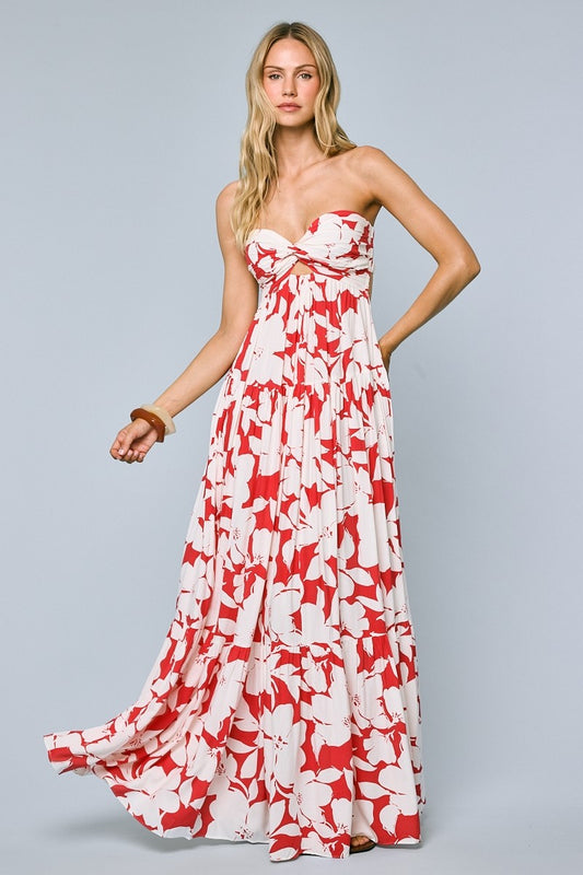 Red-ivory Blossom Dress
