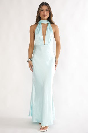 Satin Halter Maxi Dress