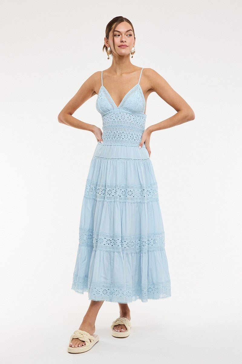 Floral Embossed Solid Midi Dress