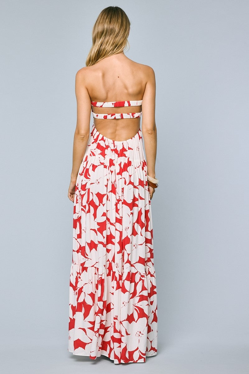 Red-ivory Blossom Dress