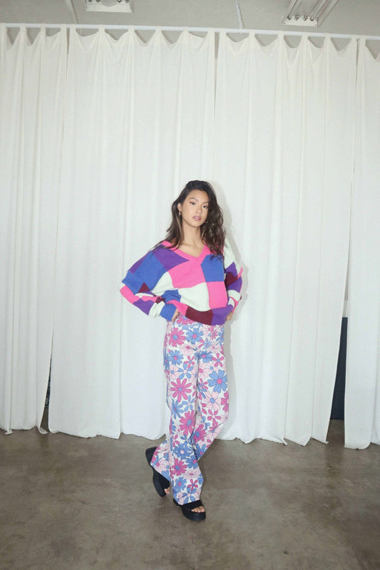 Flower Printed Jeans