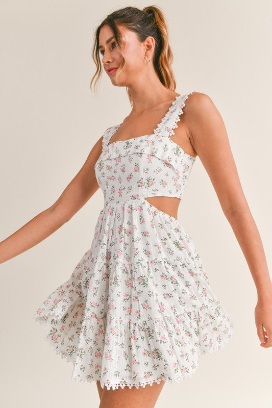 Floral cut out dress