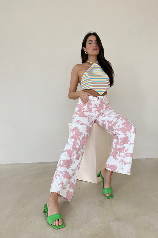 Pink Cow Print Jeans