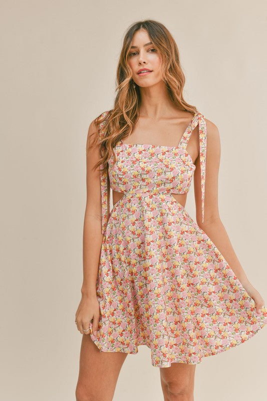 Floral Waist Cut Dress