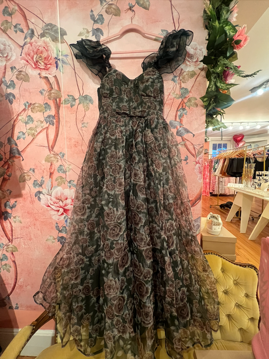 Black Flower Long Dress