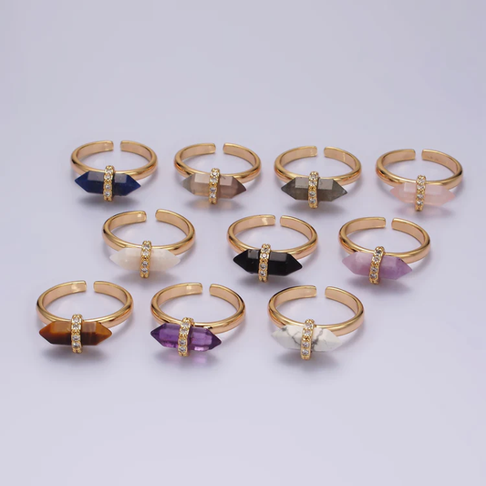 Natural Gemstone Pointed Wand Ring