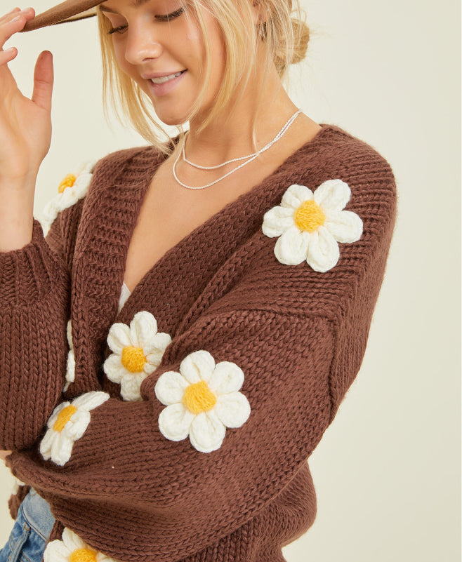 Brown Flower Cardigan