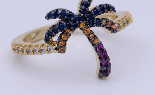 Gold Palm Tree Ring, Summer Ring