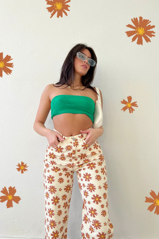 Spring Flower Printed Jean