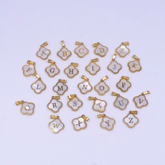 Initial Letter Clover Necklace
