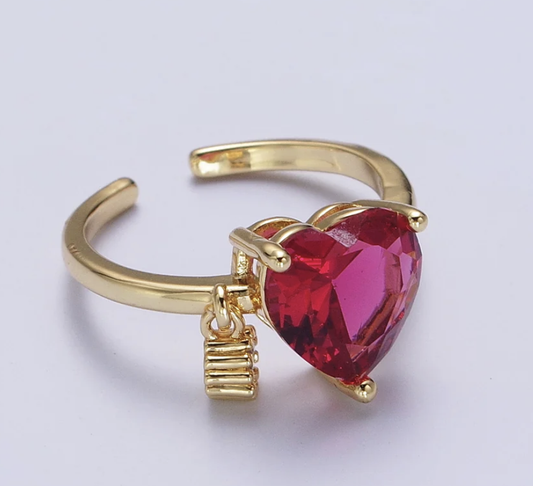 Heart Cubic Zirconia Dangle Ring