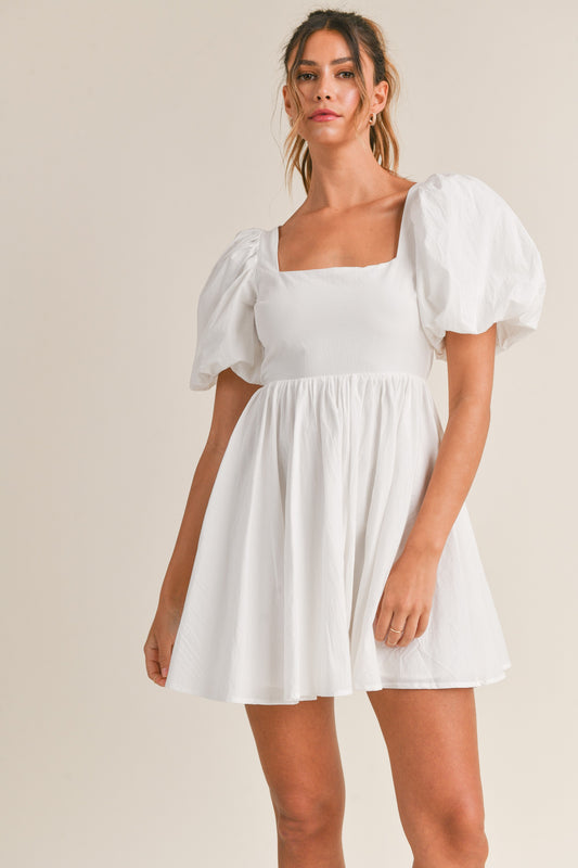 White Big Shoulder Dress