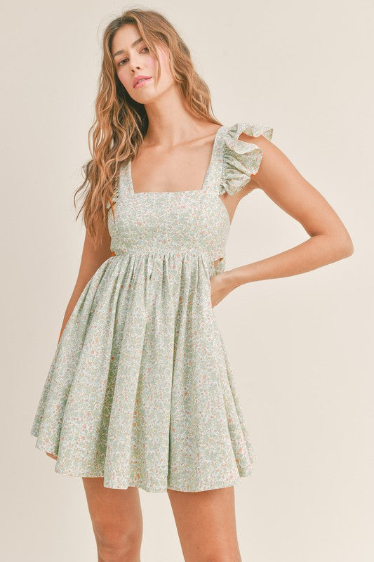 Floral Back Bow Dress